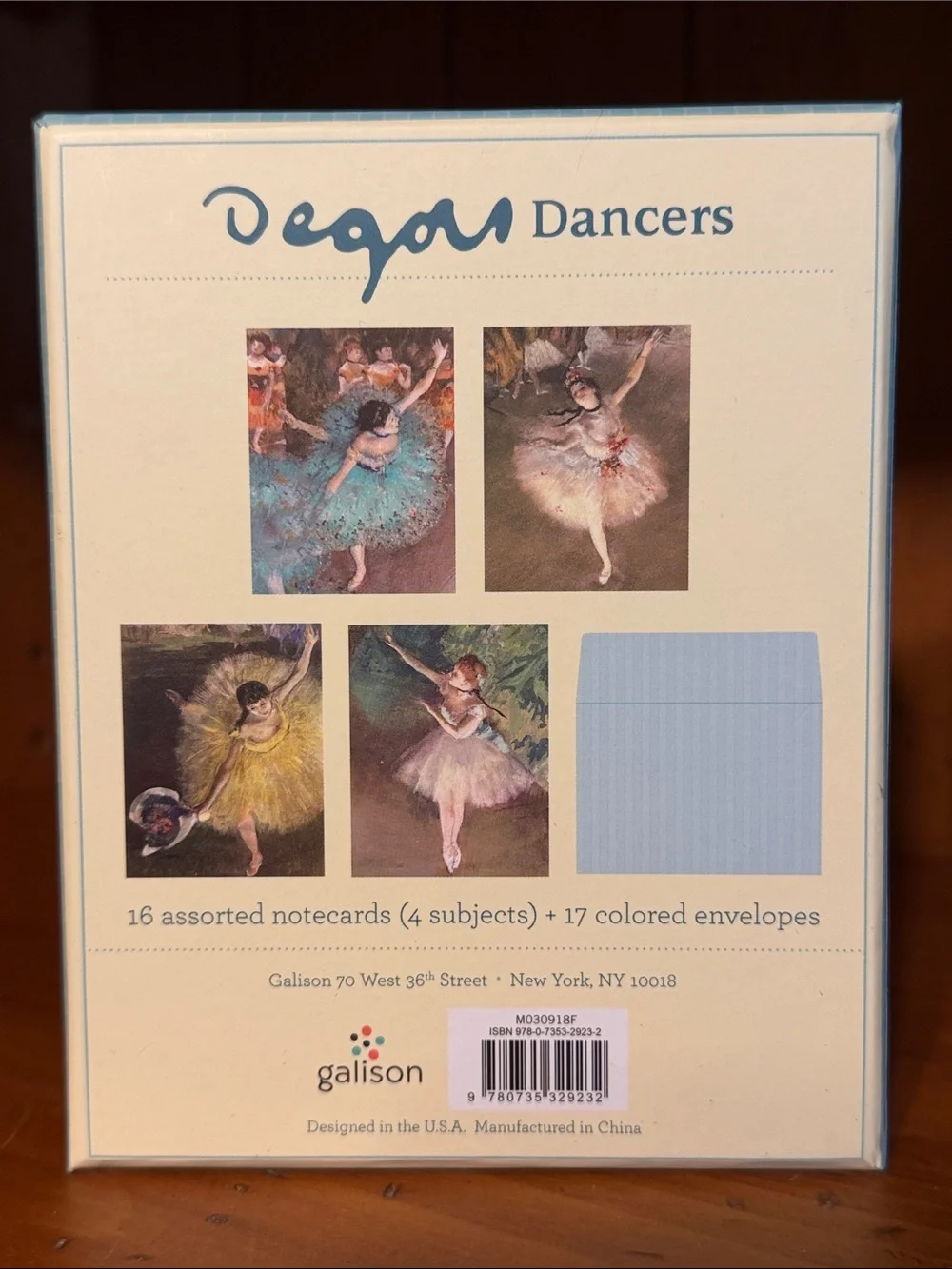 Degas Dancer Art Notecards with keepsake magnetic box, 4 designs, 16 cards